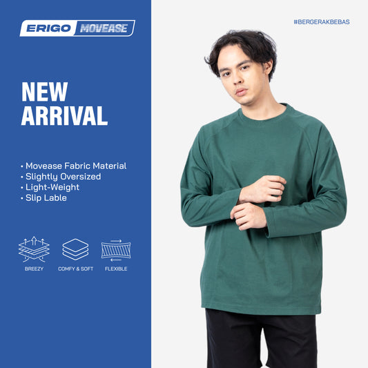 Erigo Movease Long Sleeve Aspend Emerald - Kaos T-shirt Raglan Unisex