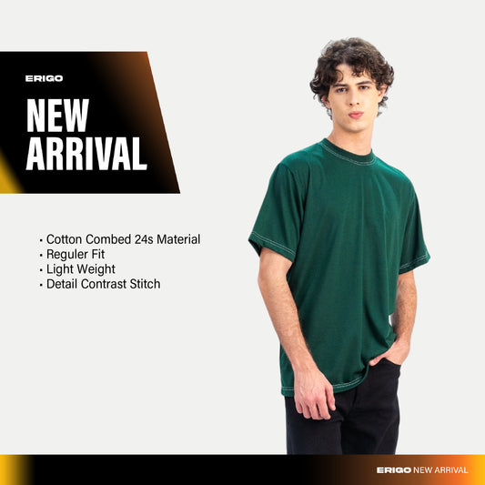 Erigo T-Shirt Contrast Stitch Vairo Emerald - Kaos Unisex
