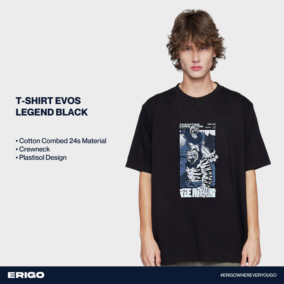 Erigo T-Shirt Oversize | Evos Roar Legend Black Unisex