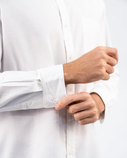 Erigo Shanghai Long Sleeve Basic Firdaus Off White - Kemeja Koko Lengan Panjang Unisex