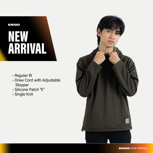 Erigo Long Sleeve Hoodie Tees Marco Olive - Kaos Hoodie Lengan Panjang Unisex