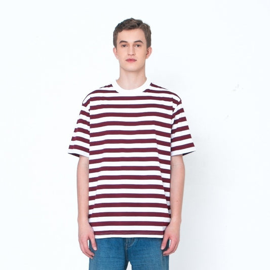 Erigo T-Shirt Stripe Ryton Medium Striped Maroon Unisex