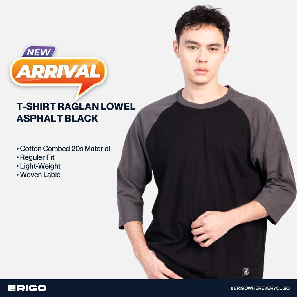 Erigo T-Shirt Raglan Lowel Asphalt Black Unisex