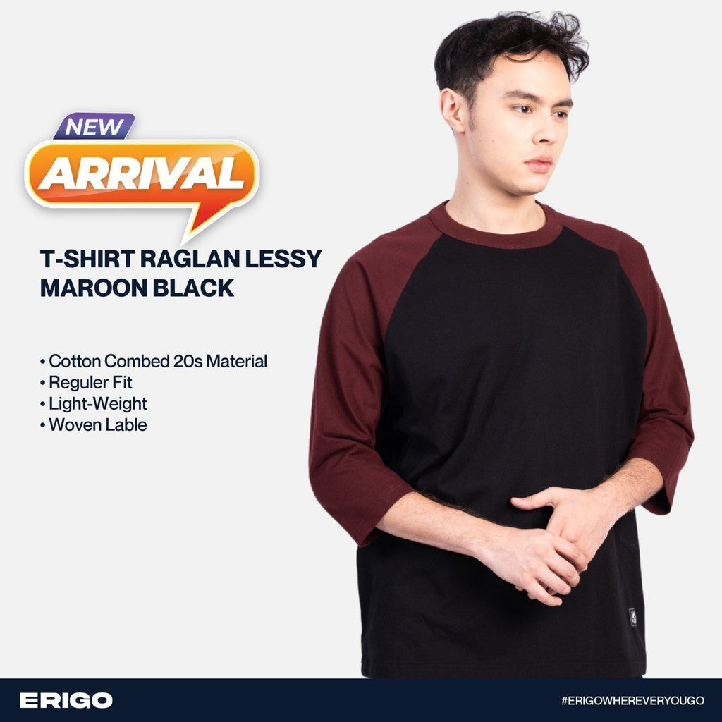 Erigo T-Shirt Raglan Lessy Maroon Black Unisex