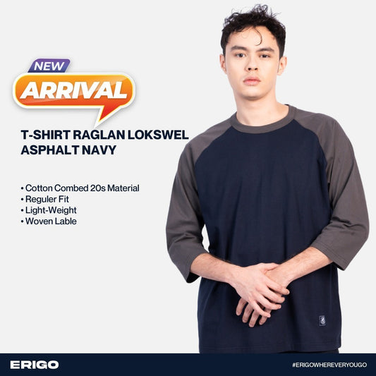 Erigo T-Shirt Raglan Lokswel Asphalt Navy Unisex