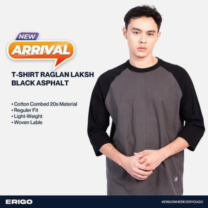 Erigo T-Shirt Raglan Laksh Black Asphalt Unisex