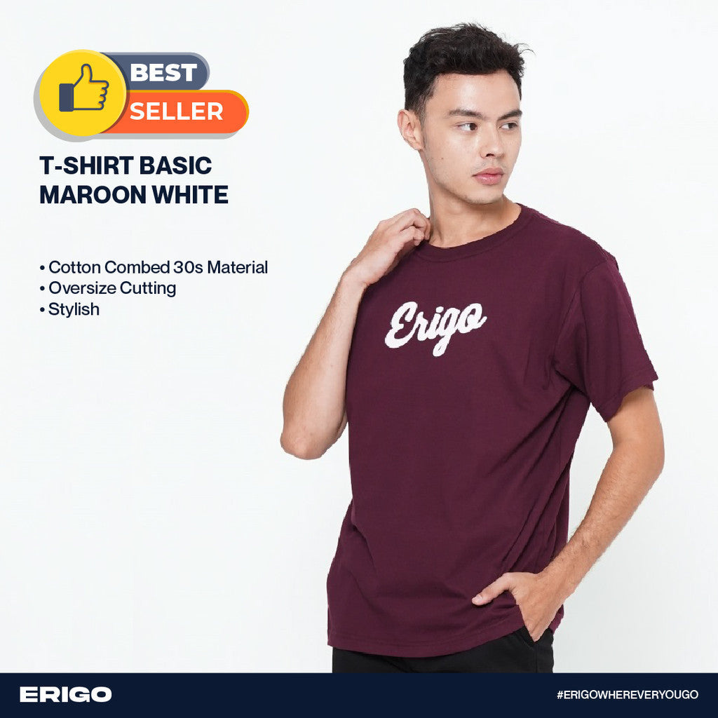 Erigo T-Shirt Basic Maroon White Unisex