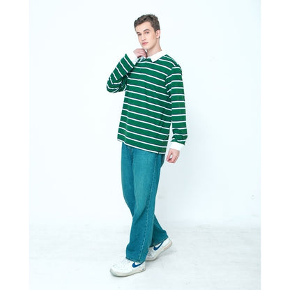 Erigo Longsleeve Rugger Stripe Finley Wide Striped Green Unisex