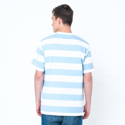 Erigo T-Shirt Stripe Sarehole Wide Striped Light Blue Unisex