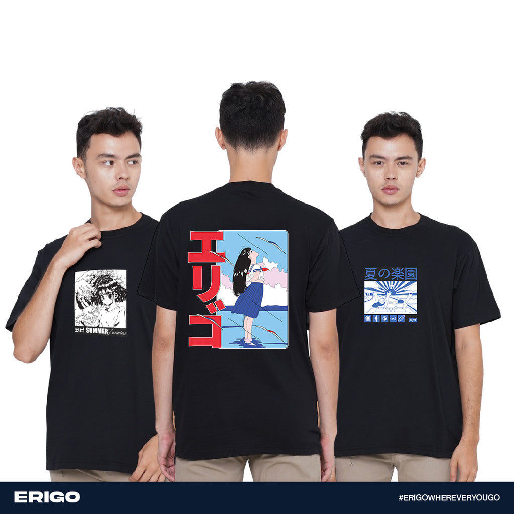 Erigo Buy 1 Get 3 T-Shirt Graphic Bundling 4 | Tatsuya Black, Trafalgar Black, Obani Black