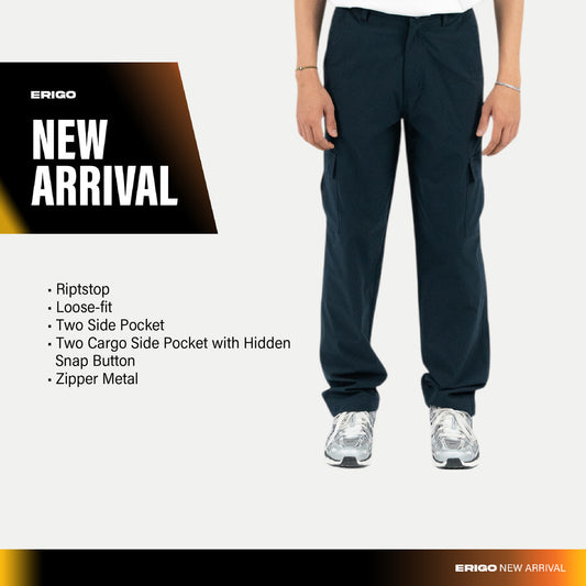 Erigo Cargo Pants Military Luther Navy - Celana Panjang Cargo Unisex