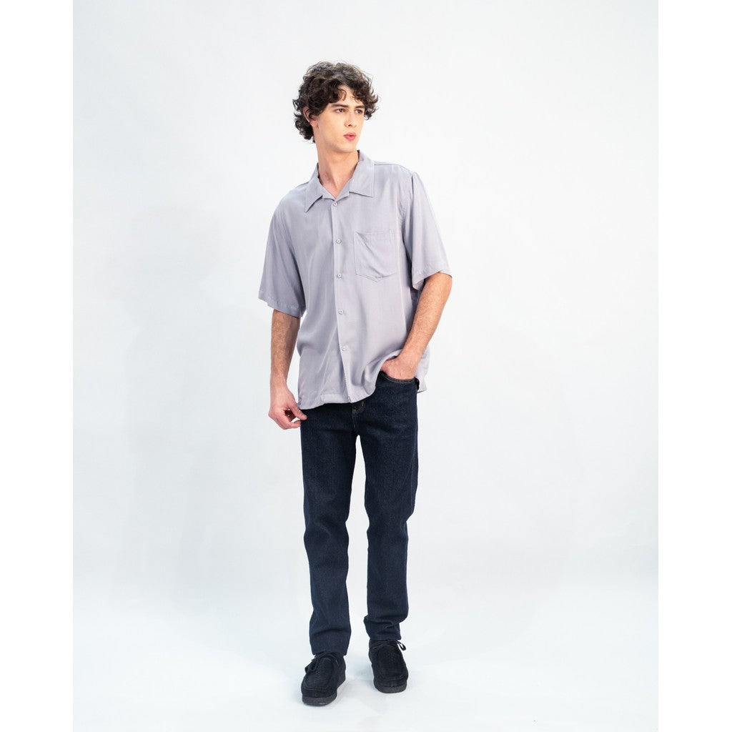 Erigo Short Shirt Pocket Dalvie Grey - Kemeja Lengan Pendek Rayon Unisex