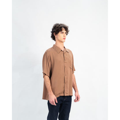 Erigo Short Shirt Pocket Dalwyn Brown - Kemeja Lengan Pendek Rayon Unisex