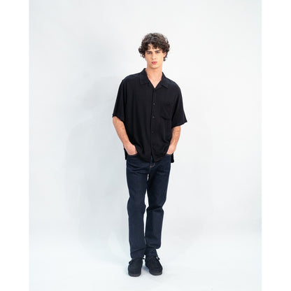 Erigo Short Shirt Pocket Dillon Black - Kemeja Lengan Pendek Rayon Unisex