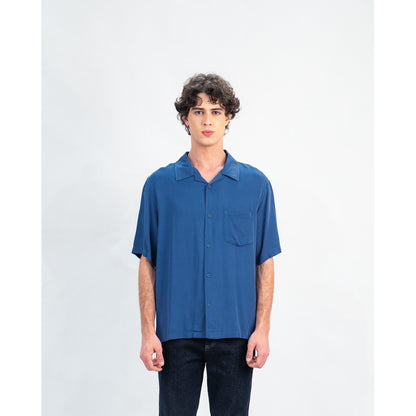 Erigo Short Shirt Pocket Dakota Blue - Kemeja Lengan Pendek Rayon Unisex