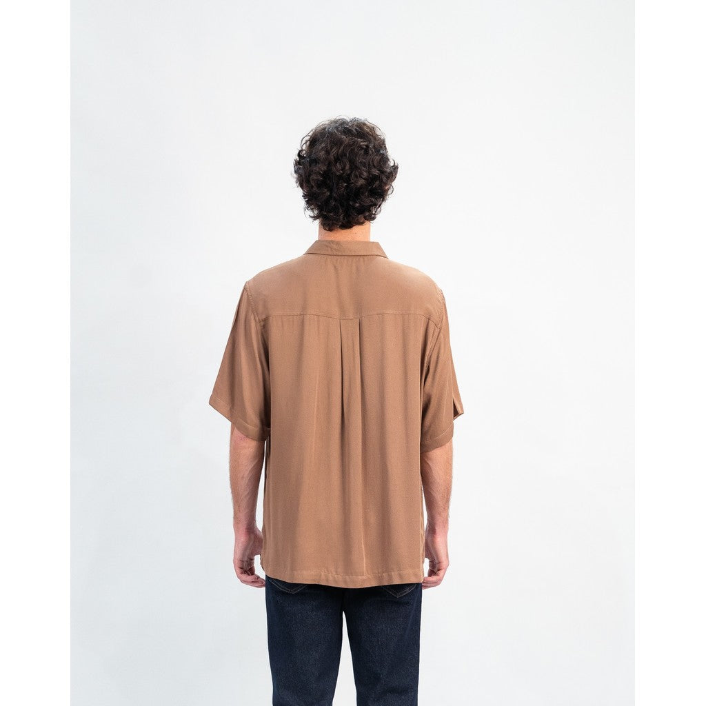 Erigo Short Shirt Pocket Dalwyn Brown - Kemeja Lengan Pendek Rayon Unisex