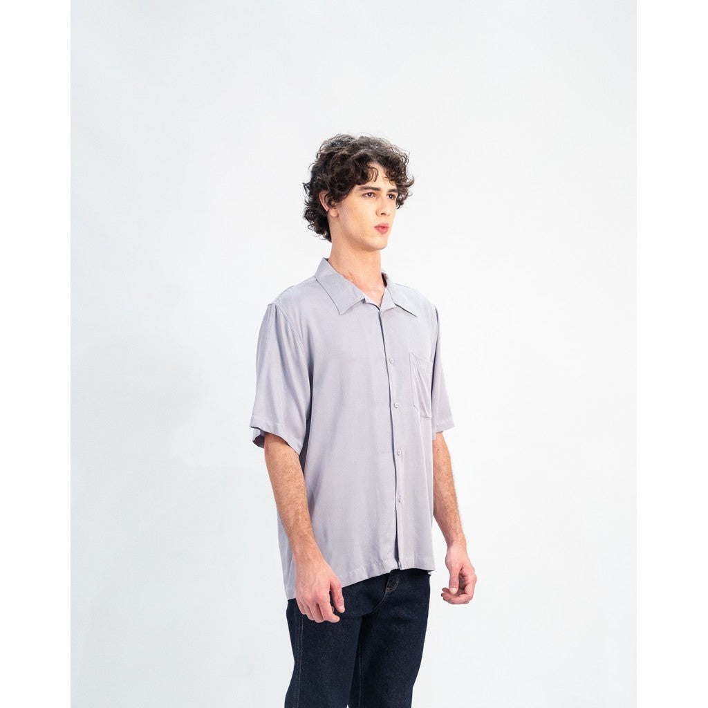 Erigo Short Shirt Pocket Dalvie Grey - Kemeja Lengan Pendek Rayon Unisex