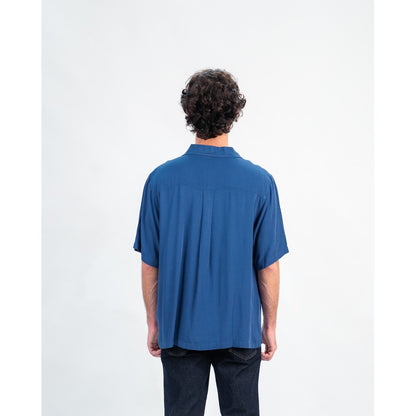 Erigo Short Shirt Pocket Dakota Blue - Kemeja Lengan Pendek Rayon Unisex