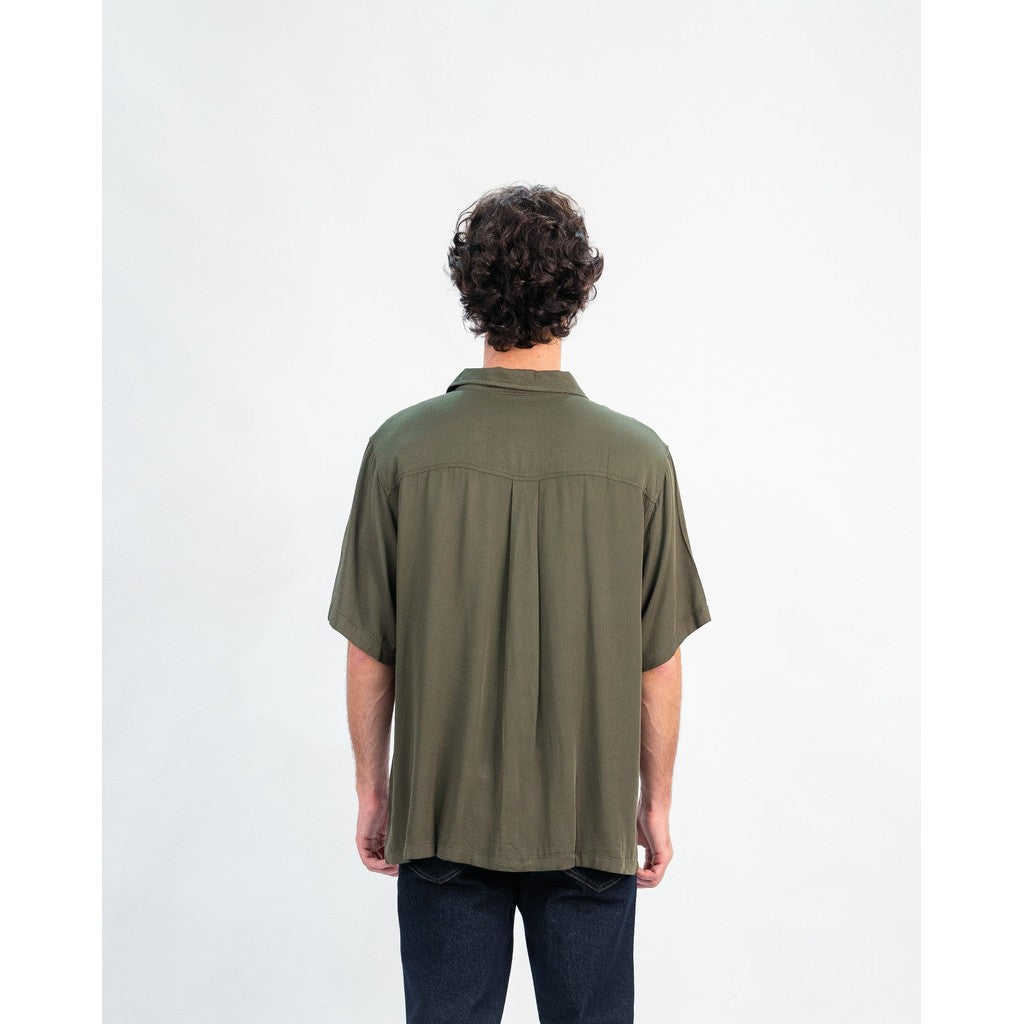 Erigo Short Shirt Pocket Daeio Olive - Kemeja Lengan Pendek Rayon Unisex