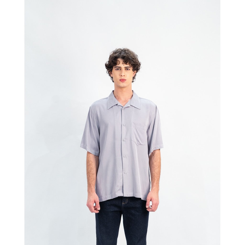 Erigo Short Shirt Pocket Dalvie Grey - Kemeja Lengan Pendek Rayon Unisex