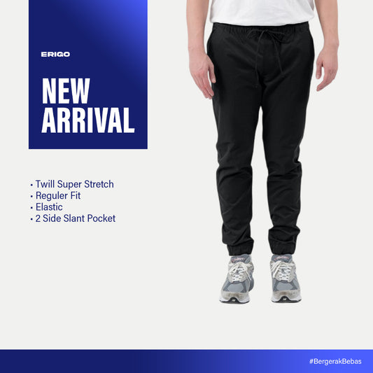 Erigo Jogger Pants Super Stretch Gaus Black - Celana Panjang Jogger Unisex