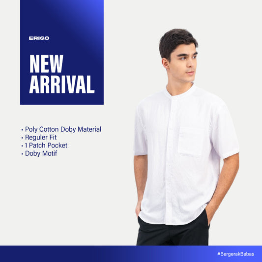 Erigo Shanghai Ashars Short Sleeve White - Kemeja Koko Lengan Pendek Unisex