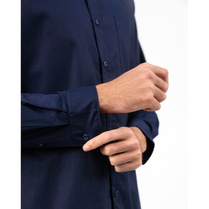 Erigo Shanghai Long Sleeve Basic Faaz Navy - Kemeja Koko Lengan Panjang Unisex