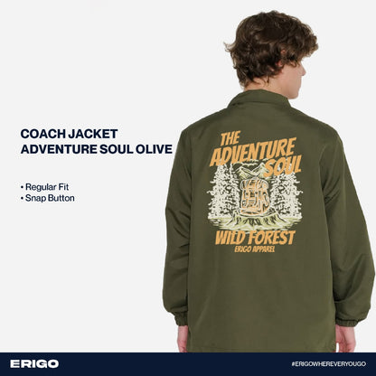 Erigo Coach Jacket Graphic Adventure Soul Olive