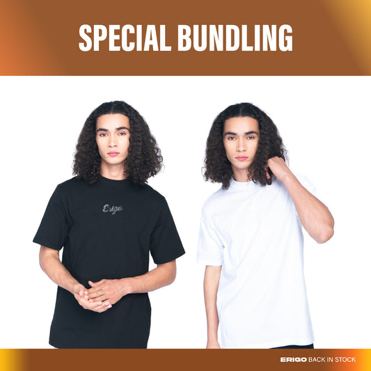 Erigo Bundling Paket Hemat T-Shirt Oversize Deval Black+ Delvin White Unisex