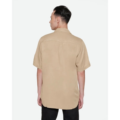 Erigo Paket Hemat Short Shirt Aera Khaki + T-Shirt Basic Meghan Black Unisex