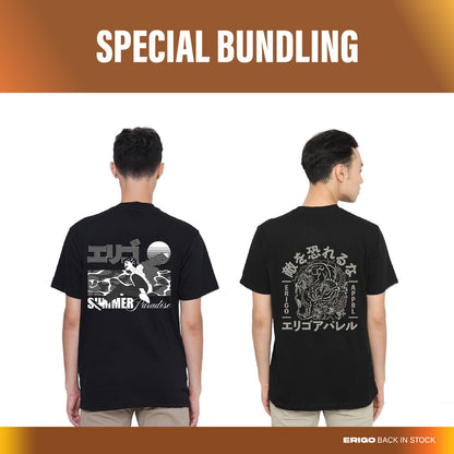 Erigo Bundling Paket Hemat T-Shirt Tamotsu Black + Akaya Black Unisex