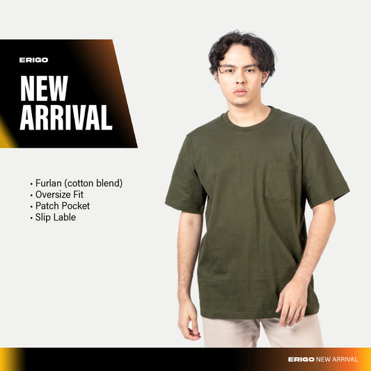 Erigo T-Shirt Oversize Pocket Keenan Olive - Kaos Oversize Unisex