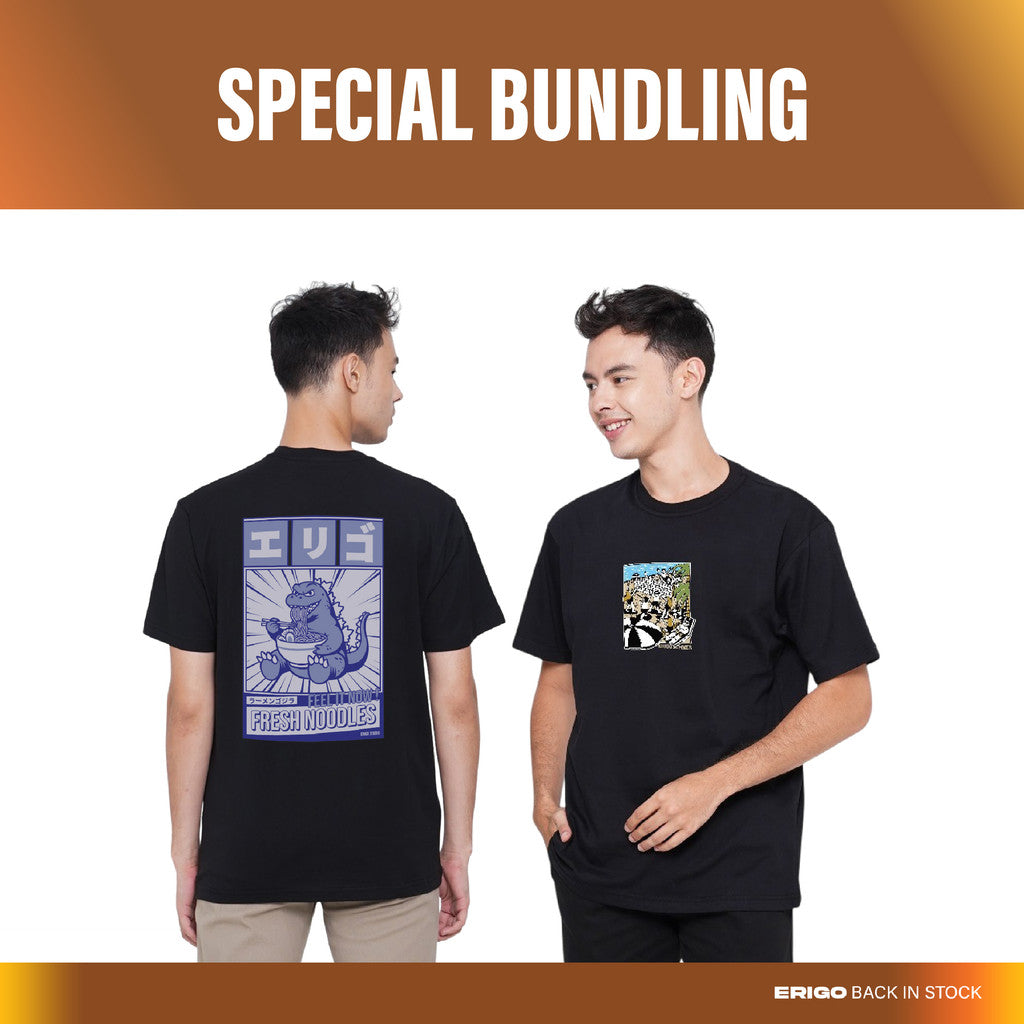 Erigo Bundling Paket Hemat T-Shirt Tadashi Black + Sulien Black Unisex