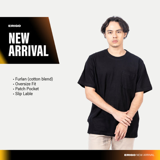 Erigo T-Shirt Oversize Pocket Kale Black - Kaos Oversize Unisex