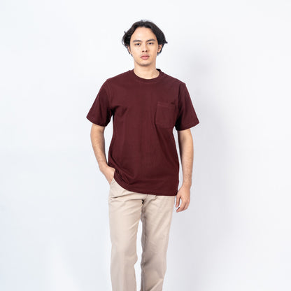 Erigo T-Shirt Oversize Pocket Kinsey Maroon - Kaos Oversize Unisex