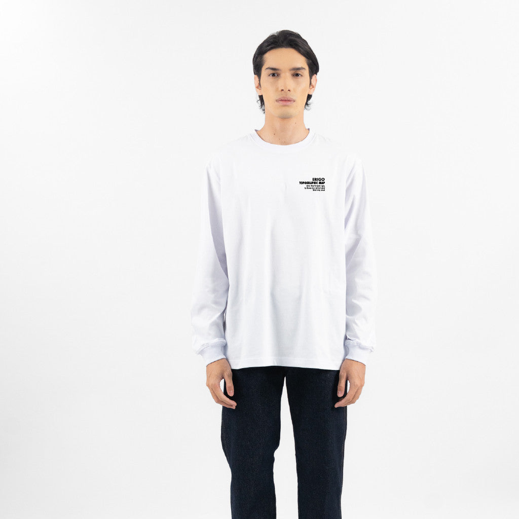 Erigo T-Shirt Long Sleeve Oversize Moon White - Kaos Lengan Panjang Unisex