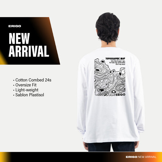 Erigo T-Shirt Long Sleeve Oversize Moon White - Kaos Lengan Panjang Unisex