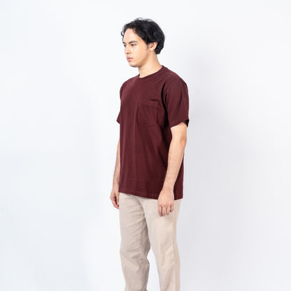 Erigo T-Shirt Oversize Pocket Kinsey Maroon - Kaos Oversize Unisex