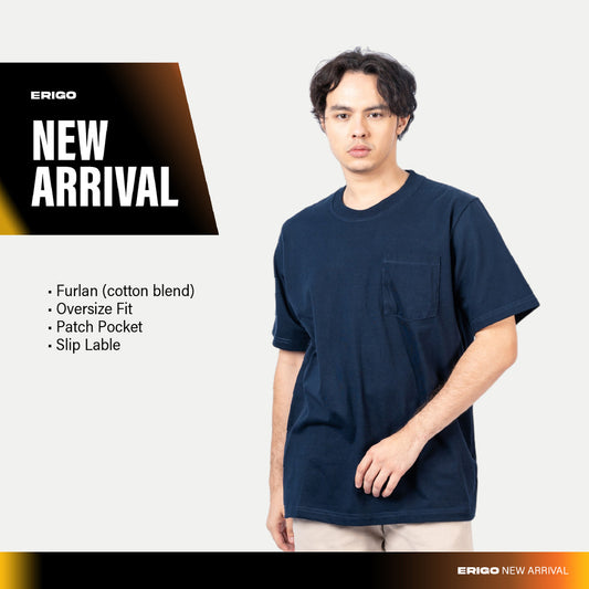 Erigo T-Shirt Oversize Pocket Kelwin Navy - Kaos Oversize Unisex