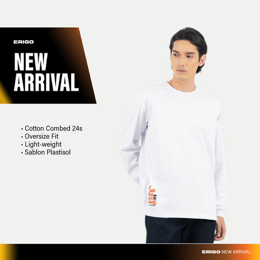 Erigo T-Shirt Long Sleeve Oversize Maeve White - Kaos Lengan Panjang Unisex