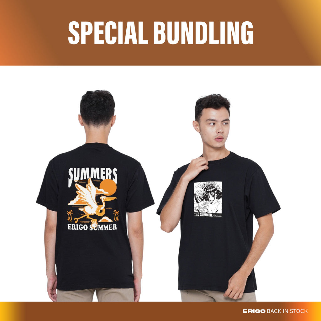 Erigo Bundling Paket Hemat T-Shirt Sorley Black + Trafalgar Black Unisex