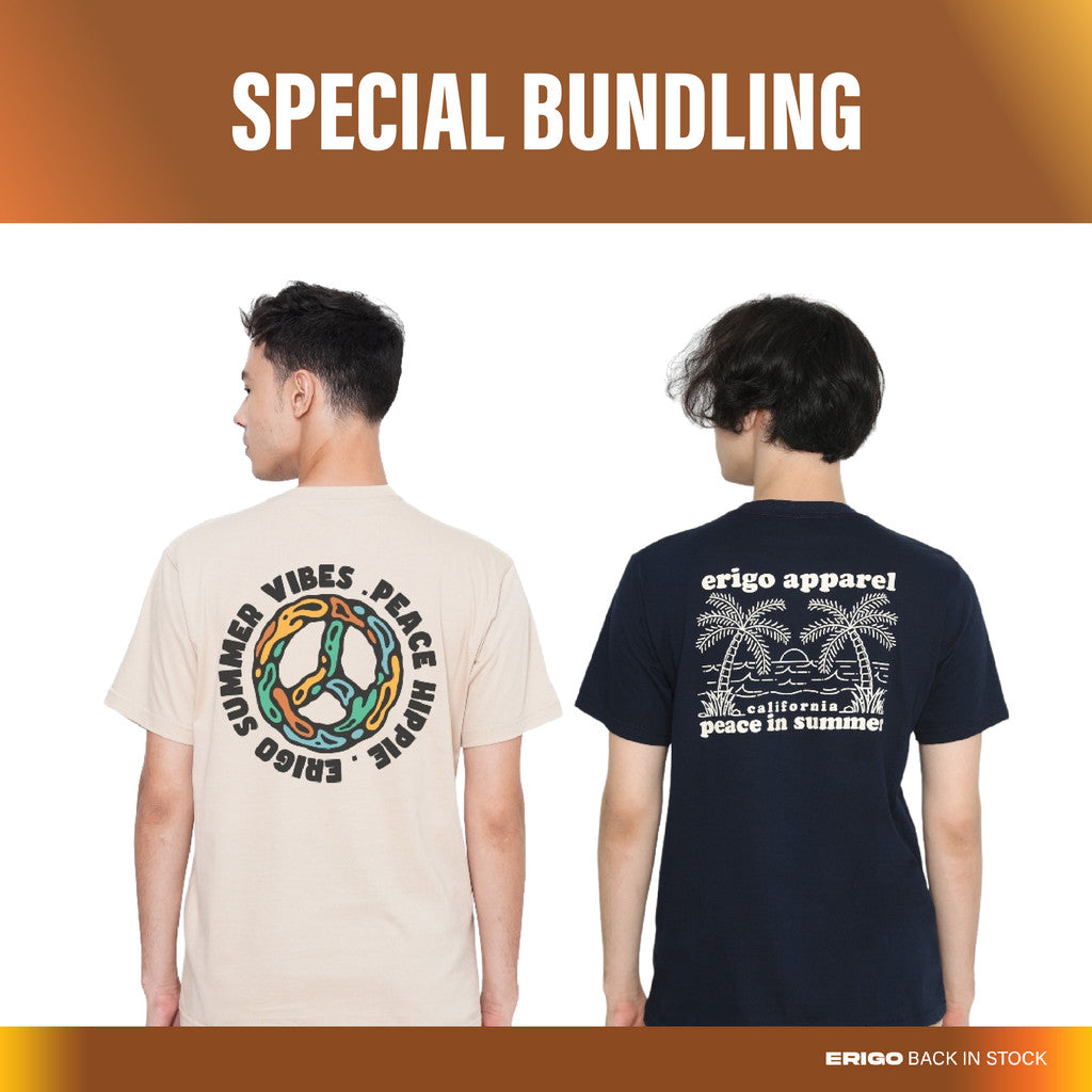 Erigo Paket Hemat T-Shirt Peace Hippie Khaki + Summer Peace Navy Unisex