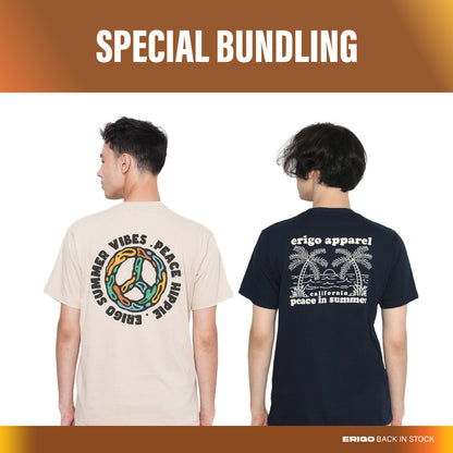 Erigo Paket Hemat T-Shirt Peace Hippie Khaki + Summer Peace Navy Unisex