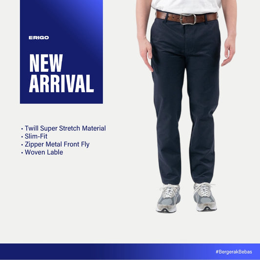 Erigo Chino Pants Super Stretch Vincenzo Navy - Celana Panjang Chino Unisex