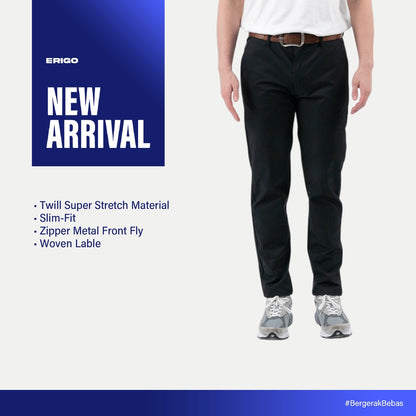 Erigo Chino Pants Super Stretch Vasco Black - Celana Panjang Chino Unisex