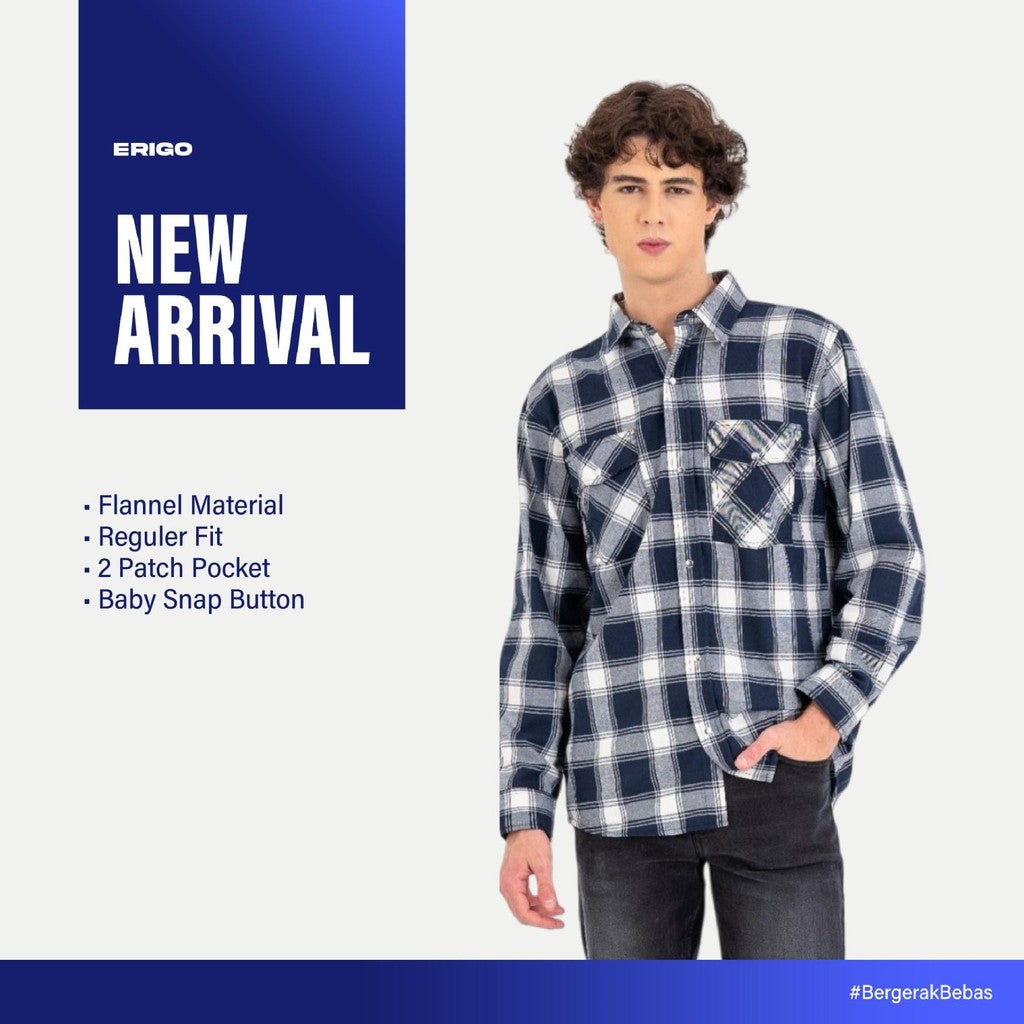 Erigo Flannel Shirt Nealon Navy Unisex